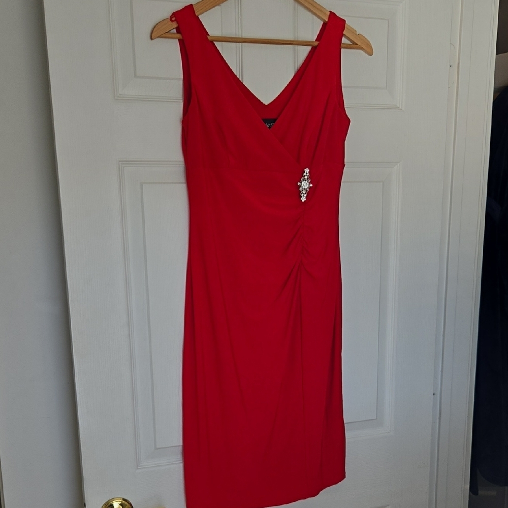 Scarlett Nite Red Midi Dress with Embellishment